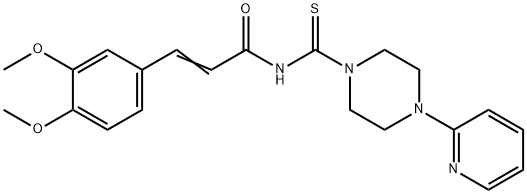 3-(3,4-dimethoxyphenyl)-N-{[4-(2-pyridinyl)-1-piperazinyl]carbothioyl}acrylamide Struktur