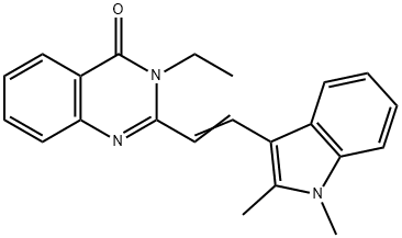 2-[2-(1,2-dimethyl-1H-indol-3-yl)vinyl]-3-ethyl-4(3H)-quinazolinone Struktur