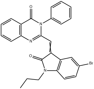 2-[(5-bromo-2-oxo-1-propyl-1,2-dihydro-3H-indol-3-ylidene)methyl]-3-phenyl-4(3H)-quinazolinone Struktur