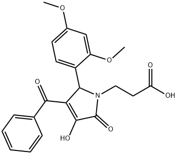 3-[3-benzoyl-2-(2,4-dimethoxyphenyl)-4-hydroxy-5-oxo-2,5-dihydro-1H-pyrrol-1-yl]propanoic acid Struktur