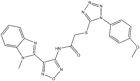 2-{[1-(4-methoxyphenyl)-1H-tetraazol-5-yl]sulfanyl}-N-[4-(1-methyl-1H-benzimidazol-2-yl)-1,2,5-oxadiazol-3-yl]acetamide Struktur