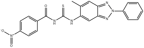 N-{4-nitrobenzoyl}-N'-(6-methyl-2-phenyl-2H-1,2,3-benzotriazol-5-yl)thiourea Struktur