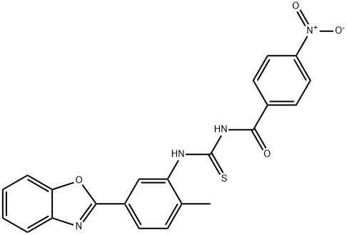 N-[5-(1,3-benzoxazol-2-yl)-2-methylphenyl]-N'-{4-nitrobenzoyl}thiourea Struktur