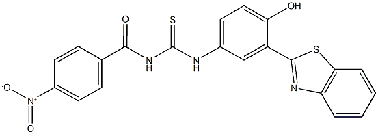 N-[3-(1,3-benzothiazol-2-yl)-4-hydroxyphenyl]-N'-{4-nitrobenzoyl}thiourea Struktur