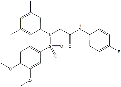 2-{[(3,4-dimethoxyphenyl)sulfonyl]-3,5-dimethylanilino}-N-(4-fluorophenyl)acetamide Struktur