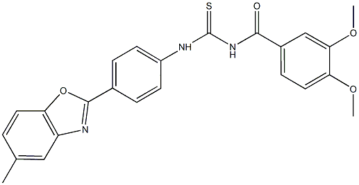 N-(3,4-dimethoxybenzoyl)-N'-[4-(5-methyl-1,3-benzoxazol-2-yl)phenyl]thiourea Struktur