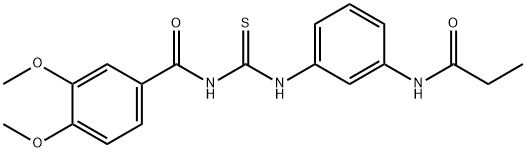 N-[3-({[(3,4-dimethoxybenzoyl)amino]carbothioyl}amino)phenyl]propanamide Struktur