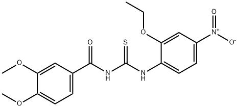 N-(3,4-dimethoxybenzoyl)-N'-{2-ethoxy-4-nitrophenyl}thiourea Struktur