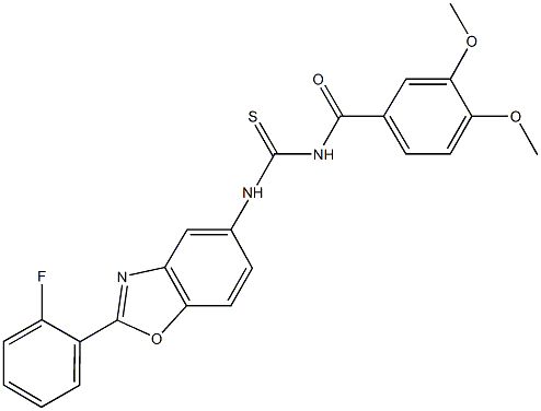 N-(3,4-dimethoxybenzoyl)-N'-[2-(2-fluorophenyl)-1,3-benzoxazol-5-yl]thiourea Struktur