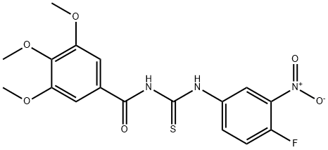 N-{4-fluoro-3-nitrophenyl}-N'-(3,4,5-trimethoxybenzoyl)thiourea Struktur