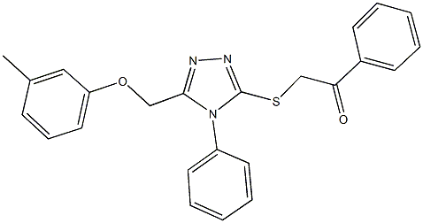 2-({5-[(3-methylphenoxy)methyl]-4-phenyl-4H-1,2,4-triazol-3-yl}sulfanyl)-1-phenylethanone Struktur