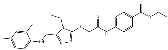 ethyl 4-{[({5-[(2,4-dimethylanilino)methyl]-4-ethyl-4H-1,2,4-triazol-3-yl}sulfanyl)acetyl]amino}benzoate Struktur