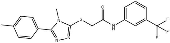 2-{[4-methyl-5-(4-methylphenyl)-4H-1,2,4-triazol-3-yl]sulfanyl}-N-[3-(trifluoromethyl)phenyl]acetamide Struktur