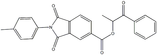 1-methyl-2-oxo-2-phenylethyl 2-(4-methylphenyl)-1,3-dioxo-5-isoindolinecarboxylate Struktur