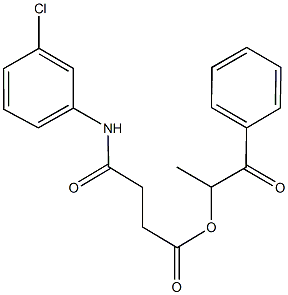 1-methyl-2-oxo-2-phenylethyl 4-(3-chloroanilino)-4-oxobutanoate Struktur