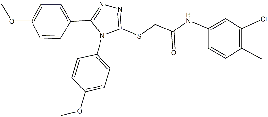 2-{[4,5-bis(4-methoxyphenyl)-4H-1,2,4-triazol-3-yl]sulfanyl}-N-(3-chloro-4-methylphenyl)acetamide Struktur