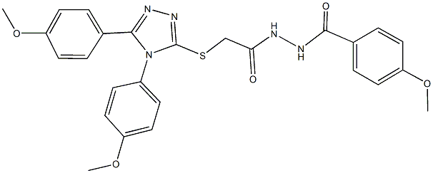 2-{[4,5-bis(4-methoxyphenyl)-4H-1,2,4-triazol-3-yl]sulfanyl}-N'-(4-methoxybenzoyl)acetohydrazide Struktur