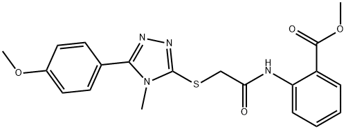 methyl 2-{[({4-methyl-5-[4-(methyloxy)phenyl]-4H-1,2,4-triazol-3-yl}sulfanyl)acetyl]amino}benzoate Struktur