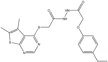 2-[(5,6-dimethylthieno[2,3-d]pyrimidin-4-yl)sulfanyl]-N'-[(4-ethylphenoxy)acetyl]acetohydrazide Struktur