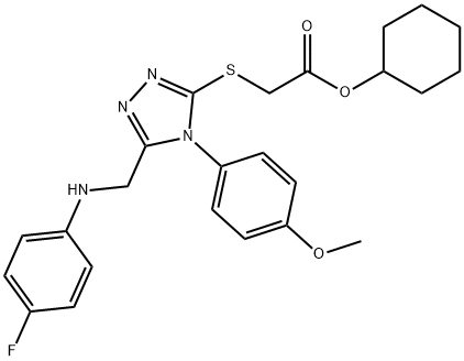 cyclohexyl {[5-[(4-fluoroanilino)methyl]-4-(4-methoxyphenyl)-4H-1,2,4-triazol-3-yl]sulfanyl}acetate Struktur