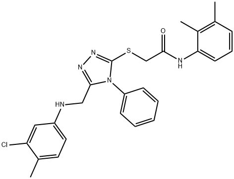 2-({5-[(3-chloro-4-methylanilino)methyl]-4-phenyl-4H-1,2,4-triazol-3-yl}sulfanyl)-N-(2,3-dimethylphenyl)acetamide Struktur