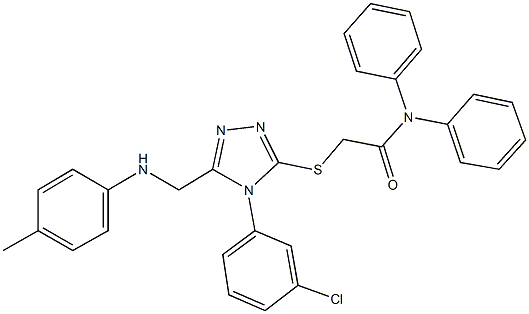 2-{[4-(3-chlorophenyl)-5-(4-toluidinomethyl)-4H-1,2,4-triazol-3-yl]sulfanyl}-N,N-diphenylacetamide Struktur