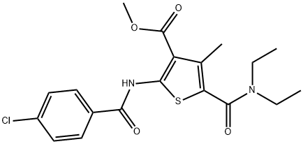 methyl 2-[(4-chlorobenzoyl)amino]-5-[(diethylamino)carbonyl]-4-methyl-3-thiophenecarboxylate Struktur