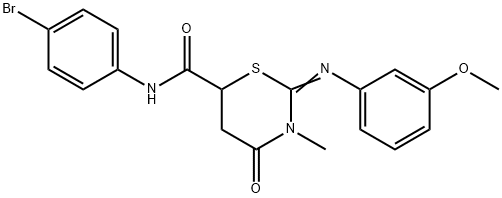 N-(4-bromophenyl)-2-[(3-methoxyphenyl)imino]-3-methyl-4-oxo-1,3-thiazinane-6-carboxamide Struktur