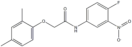 2-(2,4-dimethylphenoxy)-N-{4-fluoro-3-nitrophenyl}acetamide Struktur