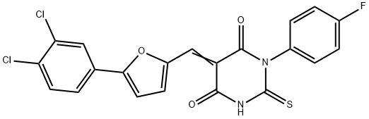 5-{[5-(3,4-dichlorophenyl)-2-furyl]methylene}-1-(4-fluorophenyl)-2-thioxodihydro-4,6(1H,5H)-pyrimidinedione Struktur