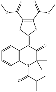 dimethyl 2-(1-isobutyryl-2,2-dimethyl-3-thioxo-2,3-dihydro-4(1H)-quinolinylidene)-1,3-dithiole-4,5-dicarboxylate Struktur