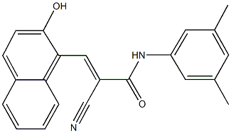 2-cyano-N-(3,5-dimethylphenyl)-3-(2-hydroxy-1-naphthyl)acrylamide Struktur