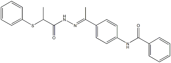 N-(4-{N-[2-(phenylsulfanyl)propanoyl]ethanehydrazonoyl}phenyl)benzamide Struktur