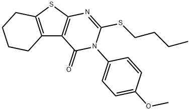 2-(butylsulfanyl)-3-(4-methoxyphenyl)-5,6,7,8-tetrahydro[1]benzothieno[2,3-d]pyrimidin-4(3H)-one Struktur