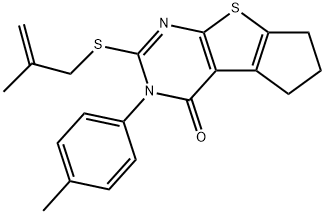 3-(4-methylphenyl)-2-[(2-methyl-2-propenyl)sulfanyl]-3,5,6,7-tetrahydro-4H-cyclopenta[4,5]thieno[2,3-d]pyrimidin-4-one Struktur