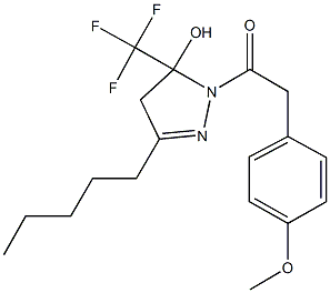 1-{[4-(methyloxy)phenyl]acetyl}-3-pentyl-5-(trifluoromethyl)-4,5-dihydro-1H-pyrazol-5-ol Struktur