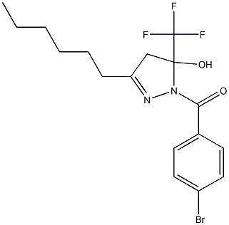 1-(4-bromobenzoyl)-3-hexyl-5-(trifluoromethyl)-4,5-dihydro-1H-pyrazol-5-ol Struktur