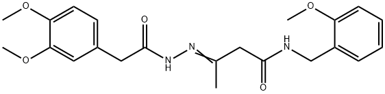 3-{[(3,4-dimethoxyphenyl)acetyl]hydrazono}-N-(2-methoxybenzyl)butanamide Struktur