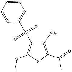 1-[3-amino-5-(methylsulfanyl)-4-(phenylsulfonyl)-2-thienyl]ethanone Struktur