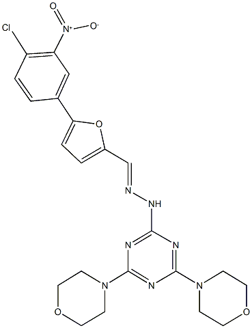 5-{4-chloro-3-nitrophenyl}-2-furaldehyde [4,6-di(4-morpholinyl)-1,3,5-triazin-2-yl]hydrazone Struktur