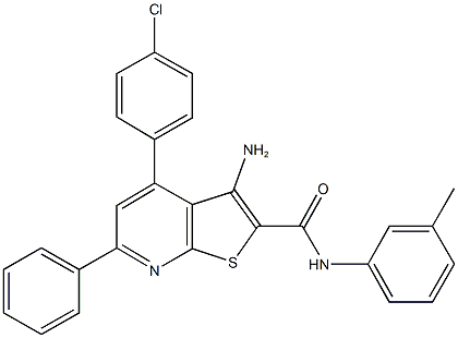 3-amino-4-(4-chlorophenyl)-N-(3-methylphenyl)-6-phenylthieno[2,3-b]pyridine-2-carboxamide Struktur