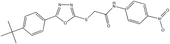 2-({5-[4-(1,1-dimethylethyl)phenyl]-1,3,4-oxadiazol-2-yl}sulfanyl)-N-{4-nitrophenyl}acetamide Struktur