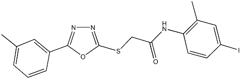 N-(4-iodo-2-methylphenyl)-2-{[5-(3-methylphenyl)-1,3,4-oxadiazol-2-yl]sulfanyl}acetamide Struktur