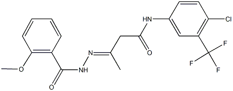 N-[4-chloro-3-(trifluoromethyl)phenyl]-3-[(2-methoxybenzoyl)hydrazono]butanamide Struktur