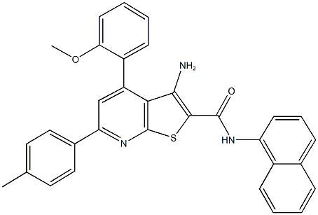 3-amino-4-(2-methoxyphenyl)-6-(4-methylphenyl)-N-(1-naphthyl)thieno[2,3-b]pyridine-2-carboxamide Struktur