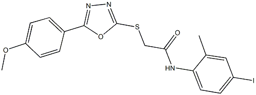 N-(4-iodo-2-methylphenyl)-2-({5-[4-(methyloxy)phenyl]-1,3,4-oxadiazol-2-yl}sulfanyl)acetamide Struktur