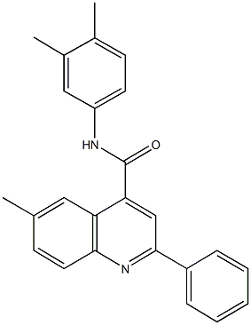 N-(3,4-dimethylphenyl)-6-methyl-2-phenyl-4-quinolinecarboxamide Struktur