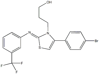 3-(4-(4-bromophenyl)-2-{[3-(trifluoromethyl)phenyl]imino}-1,3-thiazol-3(2H)-yl)-1-propanol Struktur