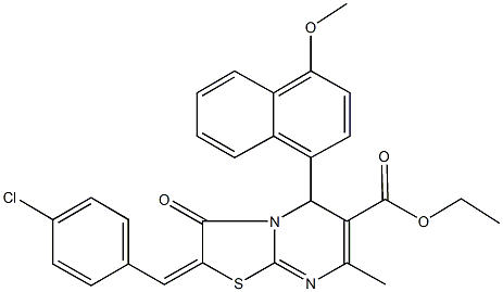 ethyl 2-(4-chlorobenzylidene)-5-(4-methoxy-1-naphthyl)-7-methyl-3-oxo-2,3-dihydro-5H-[1,3]thiazolo[3,2-a]pyrimidine-6-carboxylate Struktur