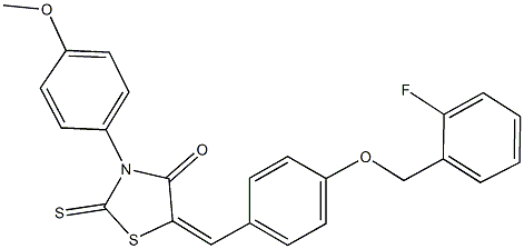 5-{4-[(2-fluorobenzyl)oxy]benzylidene}-3-(4-methoxyphenyl)-2-thioxo-1,3-thiazolidin-4-one Struktur